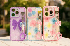 Glitter Floral Case with Charm